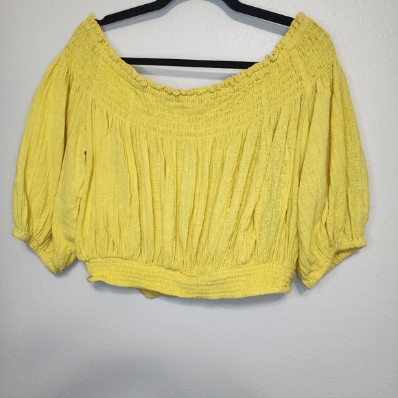 Free People Dancing Till Dawn Off the Shoulder Top Blouse Citrus Honey mediu. - Picture 5 of 5